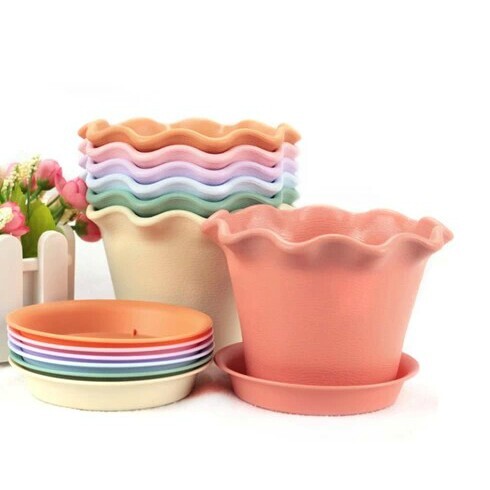 新品 彩色桌面绿植盆栽树脂塑料圆形莲花盆 加厚型 大中小型盆