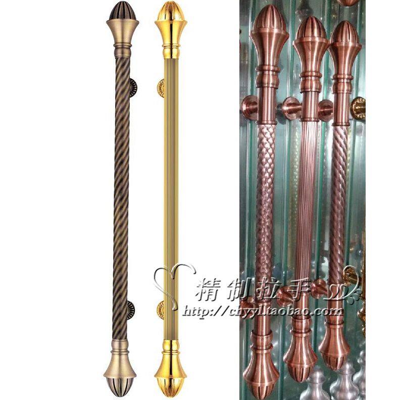 Bronze rose gold antique large door handle glass door handle European style wooden door handle ktv door handle modern
