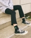 Hàn Quốc ulzzang Nhật Bản thêu thêu tình yêu râu bông ống cotton vớ đại học gió nữ sọc ngắn vớ vớ nữ Vớ bông