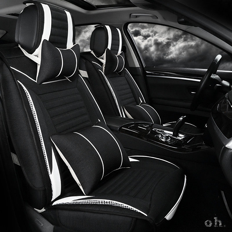 汽车坐垫宝马5系X1 X3 X5奔驰C系B系E系GLK四季通用亚麻座垫套冬