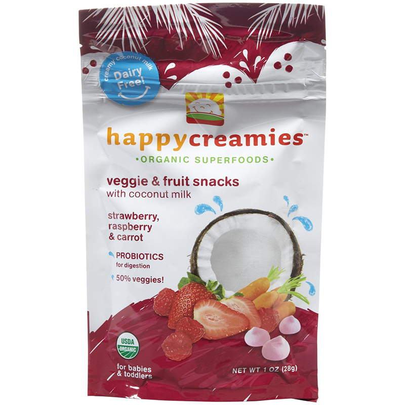 禧贝happy baby有机椰奶溶豆草莓覆盆子胡萝卜24个月以上28g *1袋