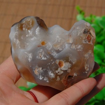 L=76 Xinjiang natural colored agate agate raw stone colored meridian agate Gobi agate handle piece