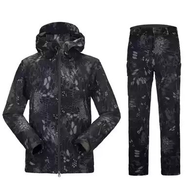 Spring and autumn wear-resistant non-stick grass python pattern police black python pattern camouflage stormtrooper pants men's waterproof suit mountaineering fishing and hunting clothes