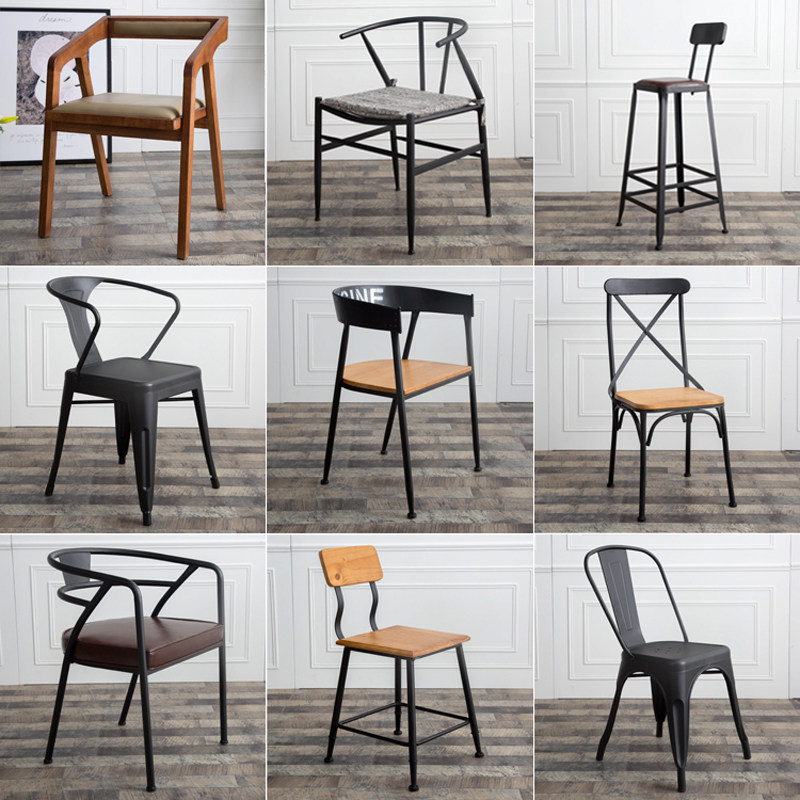 American Retro Iron Art Dining Chair Computer Chair Office Chair Coffee Room Chair Solid Wood Casual Chair Subdining Table And Chairs Sofa Hair Chair