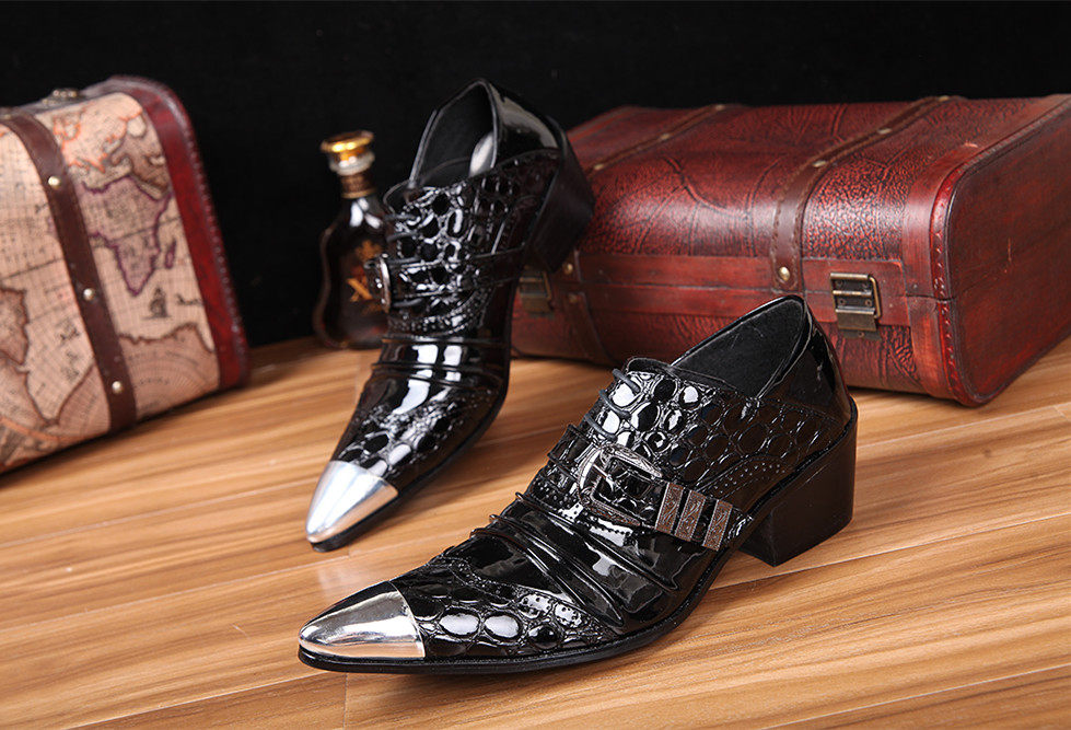 Korean fashion trend British style pointed leather shoes high shoes gentlemen Korean version men's shoes men's high-heeled hairdresser's shoes