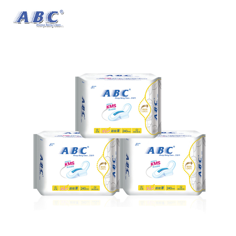【2套减10元】ABC卫生巾日用棉柔超薄超吸蓝芯促销组合套装24片