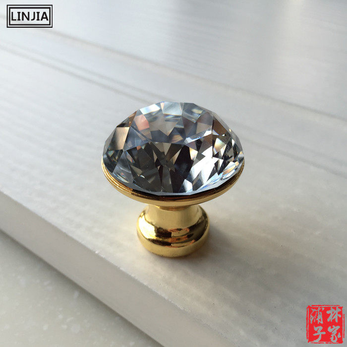 Modern European style K9 single-hole fashion crystal zinc alloy pull handle integral cabinet drawer wardrobe door small diamond gold handle