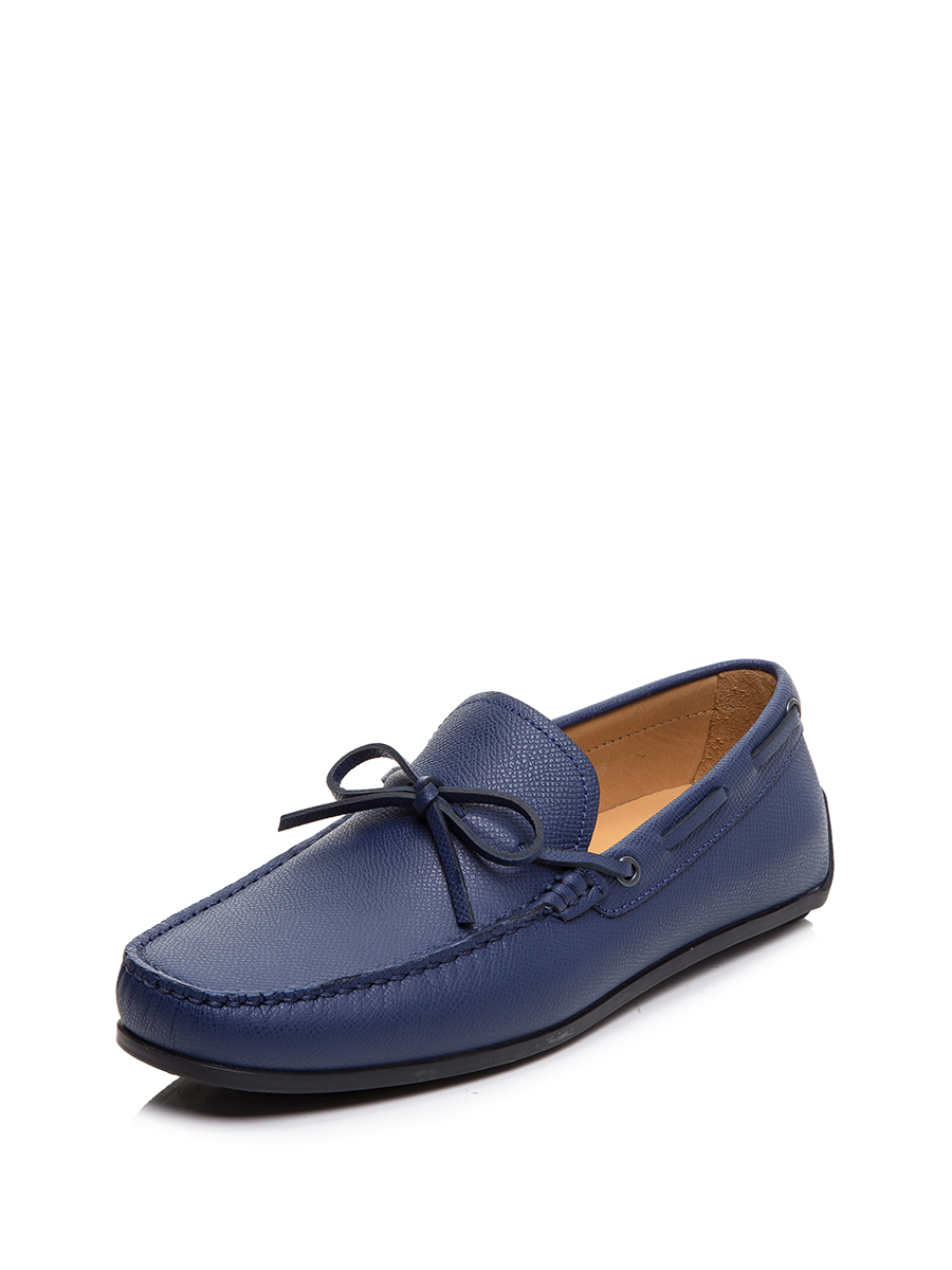 TRANOI 海军蓝荔枝纹穿插带饰乐福鞋