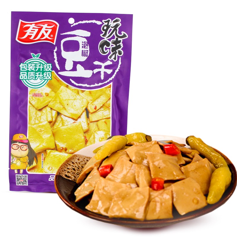 【天猫超市】有友 泡椒豆干 100g/袋 重庆特产零食休闲麻辣食品○
