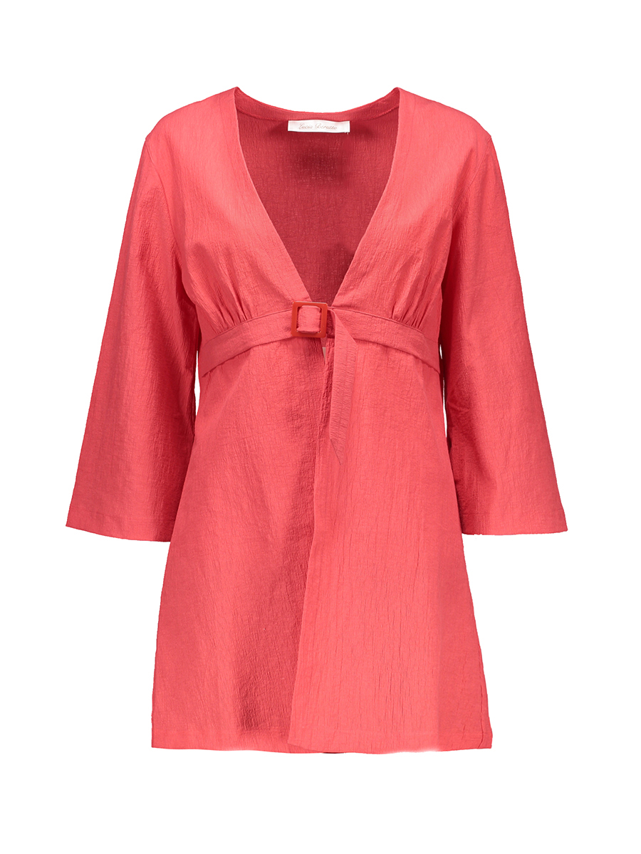 Lucia Berutto 红色束腰七分袖开襟上衣