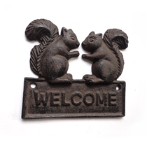 Little squirrel listed cast iron welcome plate WELCOME decorative pendant