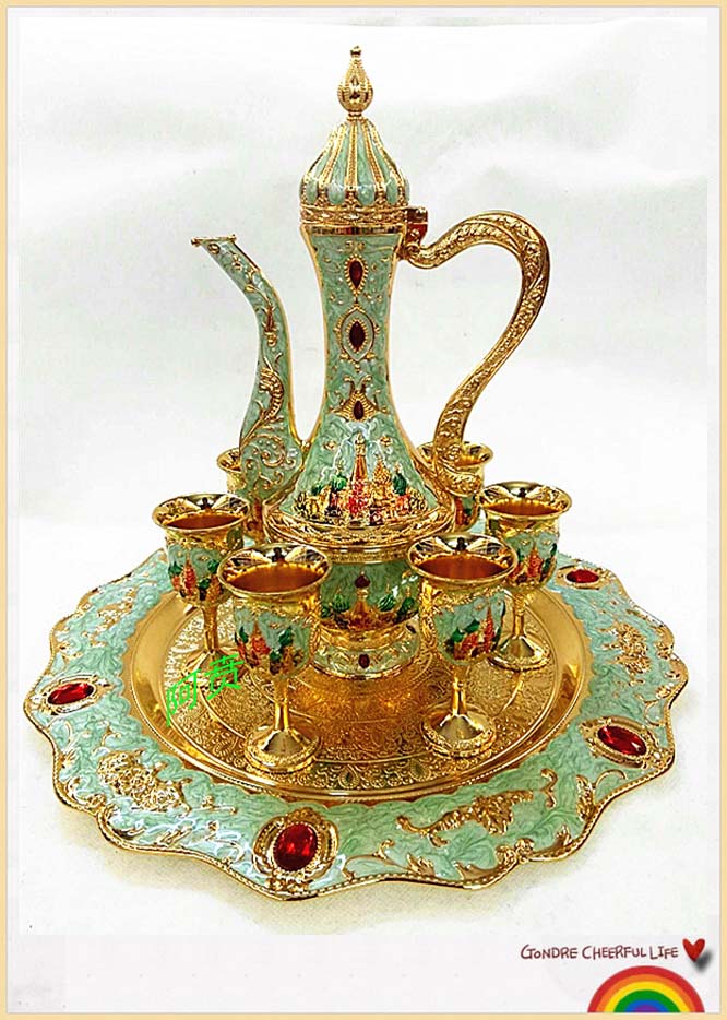Home Bar Tin Made Wine Pot Wine With Russian Coloured Tin Package Wine Glasses Hotel KTV Eurostyle Wine Tavern