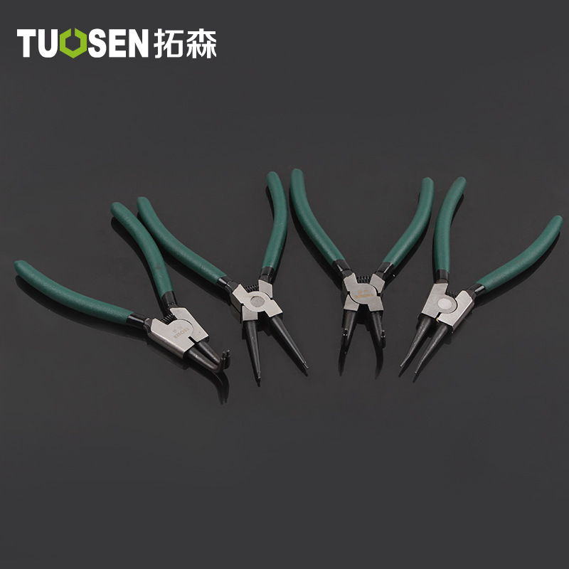 Tuosen 7 inch snap spring pliers C type buckle ring pliers Outer card inner card hole shaft spring installation and removal clamping snap ring pliers