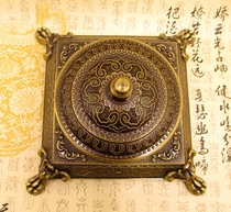 Antique pure copper ashtray Chinese retro brass ashtray with lid Business gifts Home office decoration ornaments