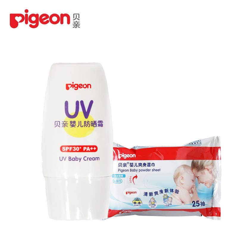 贝亲婴儿防晒霜SPF30+ PA++ 30g IA163+婴儿湿巾KA52