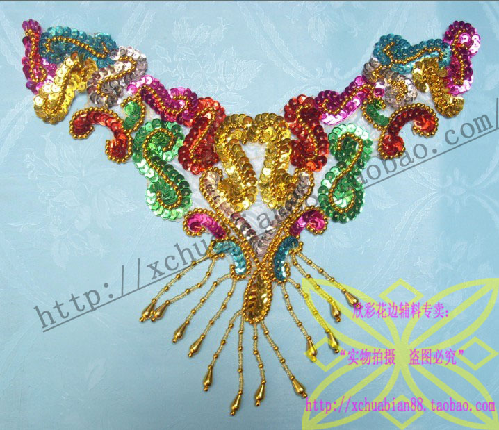 Factory direct clothing performance accessories accessories dance sequin flower diy material handmade bead flower gold and silver color