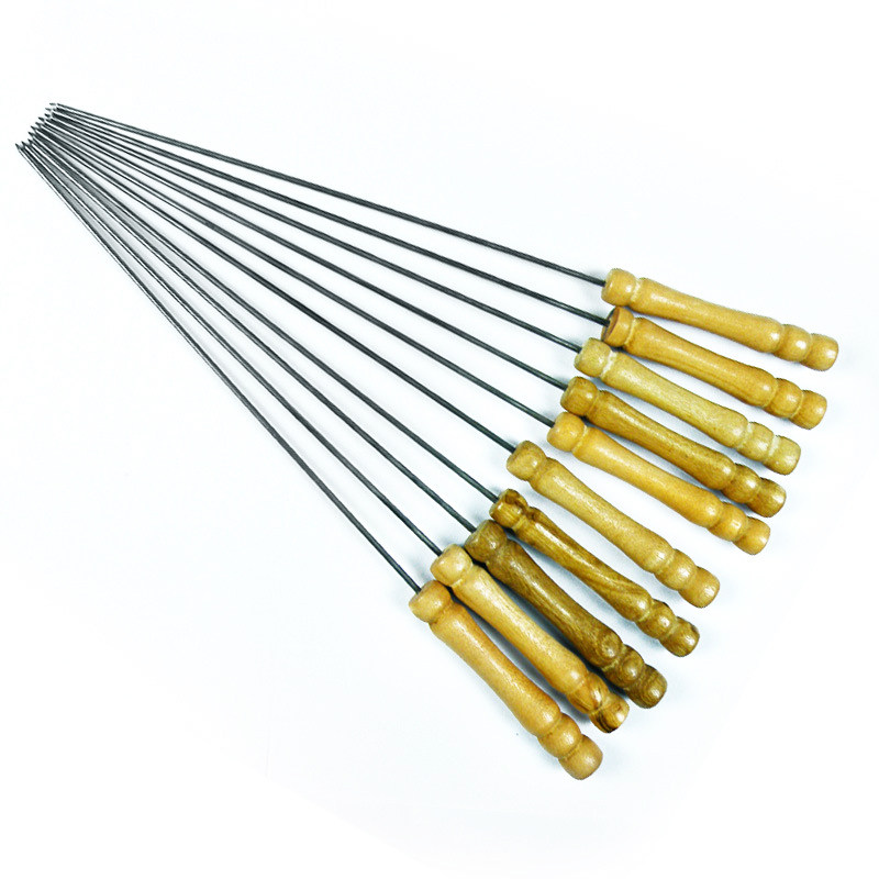 Barbecue Tools Outdoor Barbecue Needle Baking Needle 30CM Outdoor Wood Handle Baking Needle Barbecue special needle meat stringing needle
