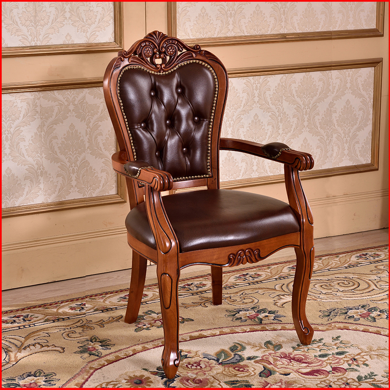 European-Style Genuine Leather Home Dining Chair, Solid Wood Backrest, Office Desk Chair, Computer Chair, Classical American Leisure Chair, Mahjong Chair European-Style Genuine Leather Home Dining Chair, Solid Wood Backrest, Office Desk Chair, Computer Chair, Classical American Leisure Chair, Mahjong Chair
