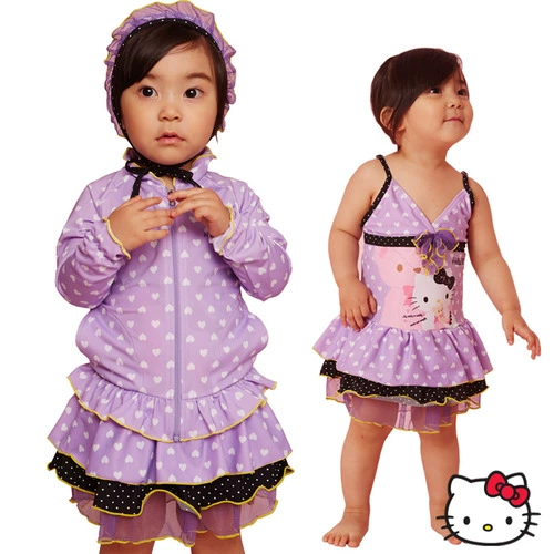 Mới nhập khẩu Hàn Quốc chính hãng mua hàng chính hãng áo tắm bé gái HELLOKITTY dễ thương HK-HG021 - Bộ đồ bơi của Kid