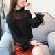 Đèn lồng tay voan nữ 2018 xuân mới áo nhỏ thủy triều ren ren trái tim máy quần áo hai mảnh ao so mi nu Áo sơ mi chiffon ren
