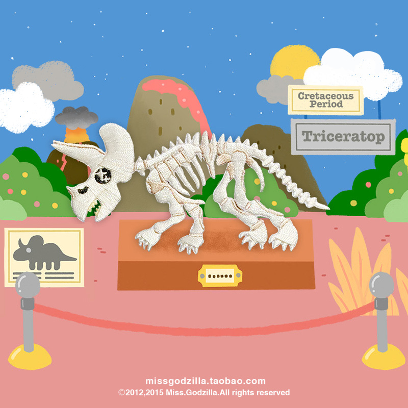 Miss Godzilla Dinosaur Cartoon Embroidered with triangular dragon self-adhesive cloth with clothes pants Broken Holes and Ns Shell Decoration