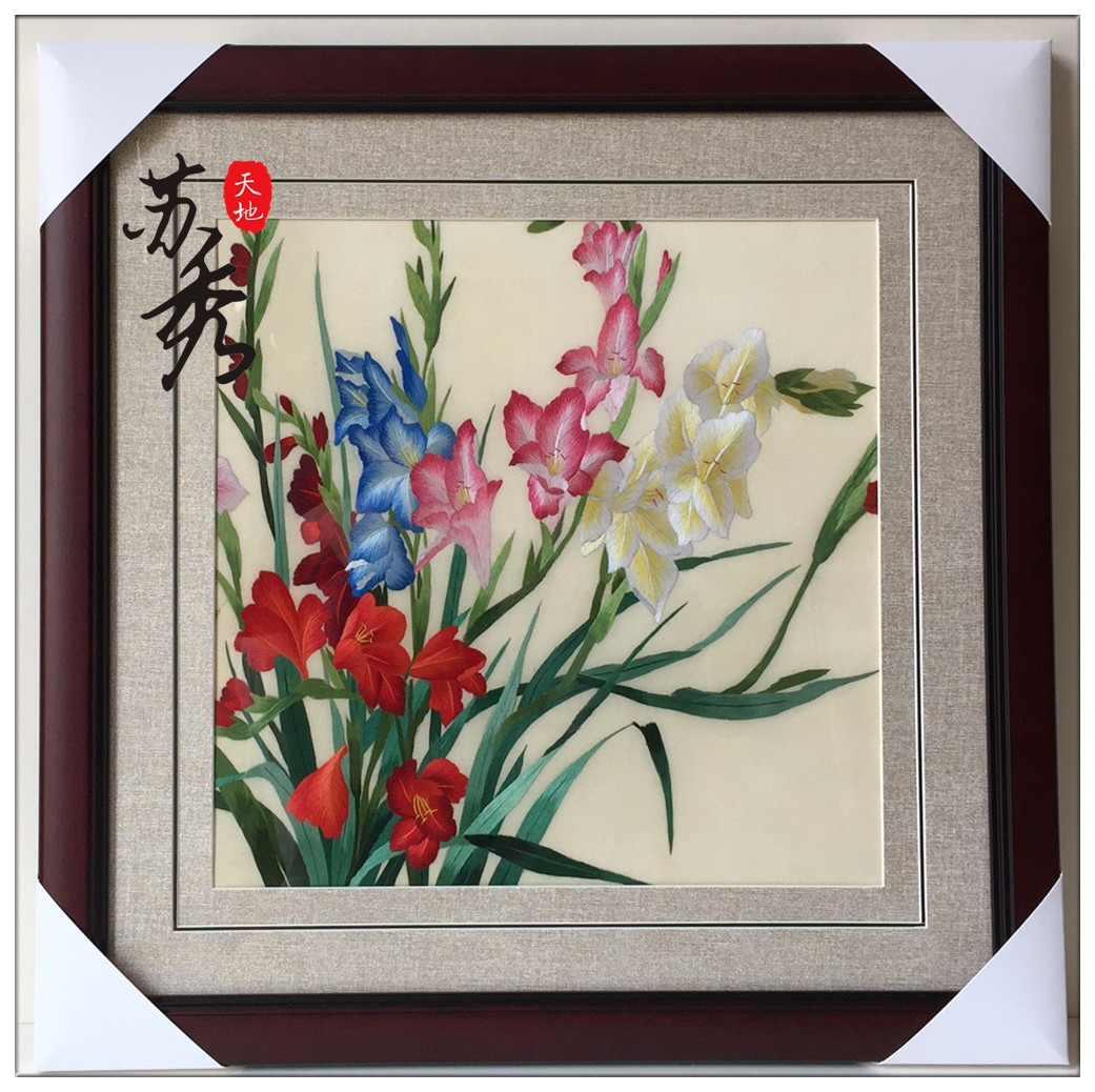 Orchid Plot Pure Handmade Su Embroidered Embroidered Finished Family Decoration Hanging Painting Send Friend Gift Painting Jade Lann Bedroom Headboard