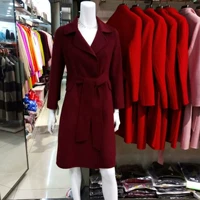 Áo khoác len trong đoạn dài của mùa đông màu rắn Slim Phiên bản Hàn Quốc của áo sơ mi cashmere hai mặt dài tay hoang dã - Áo Hàn Quốc áo khoác dạ nữ ngắn