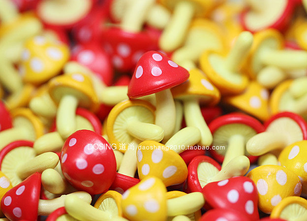 Simulation miniature small mini version yellow red mushroom bonsai micro landscape accessories plant model ornaments