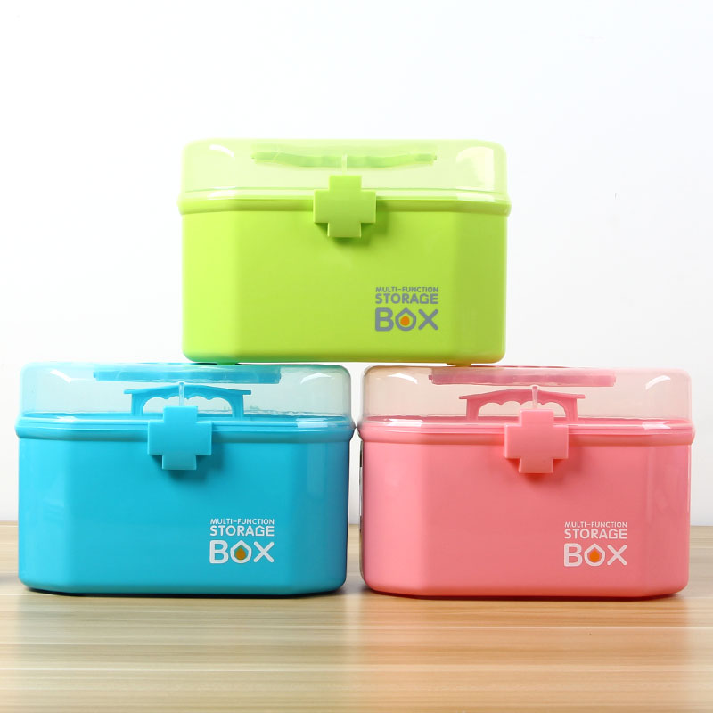 Fashionable multifunctional storage large medicine box first aid kit medical kit household double plastic portable small medicine box