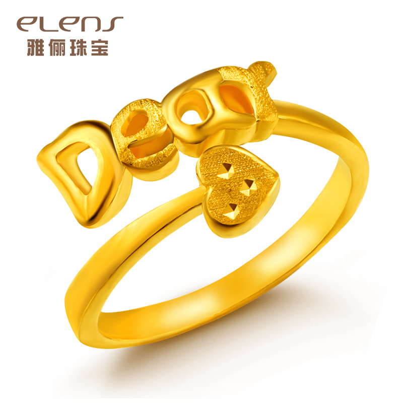 雅俪珠宝 黄金戒指女款 足金时尚珠宝饰品 字母指环尾戒dear