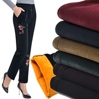 Mùa thu và mùa đông cộng với quần cashmere 2017 Quần mới của phụ nữ co giãn eo thon áo thun trung niên