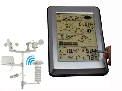 Wireless weather meter Indoor and outdoor temperature and humidity rain gauge Wind direction and wind speed measurement Solar charging