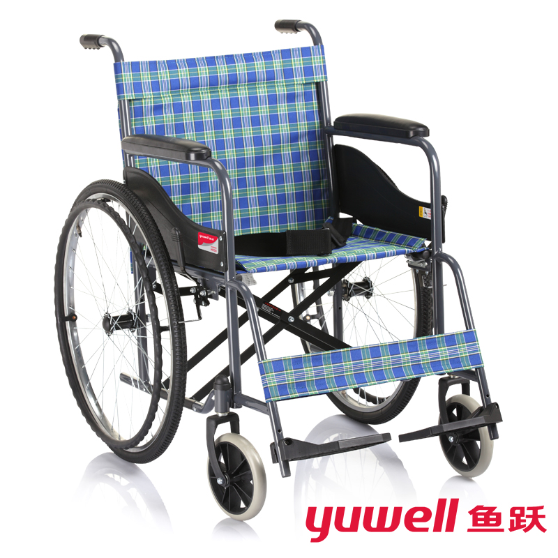 鱼跃 轮椅车H050型 家用全钢管加固型可折叠手动轮椅 充气式轮胎