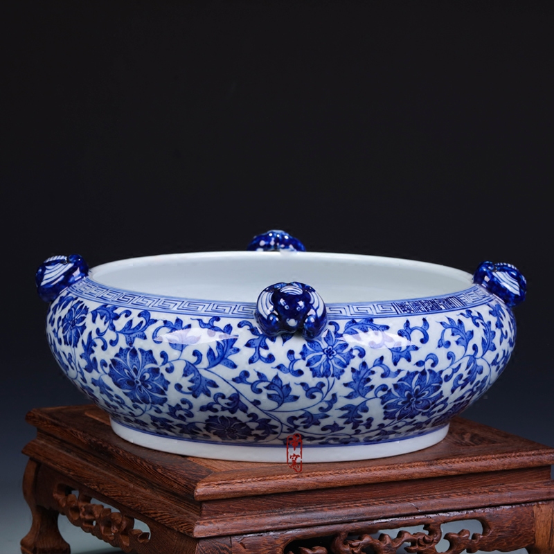 Jingdezhen ceramics furnishing articles sitting room decorate gifts antique hand - made of blue and white porcelain vase XiCha writing brush washer water washing