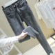 2023 spring new Korean version blue ripped jeans women's stretch tight nine-point pencil pants B141