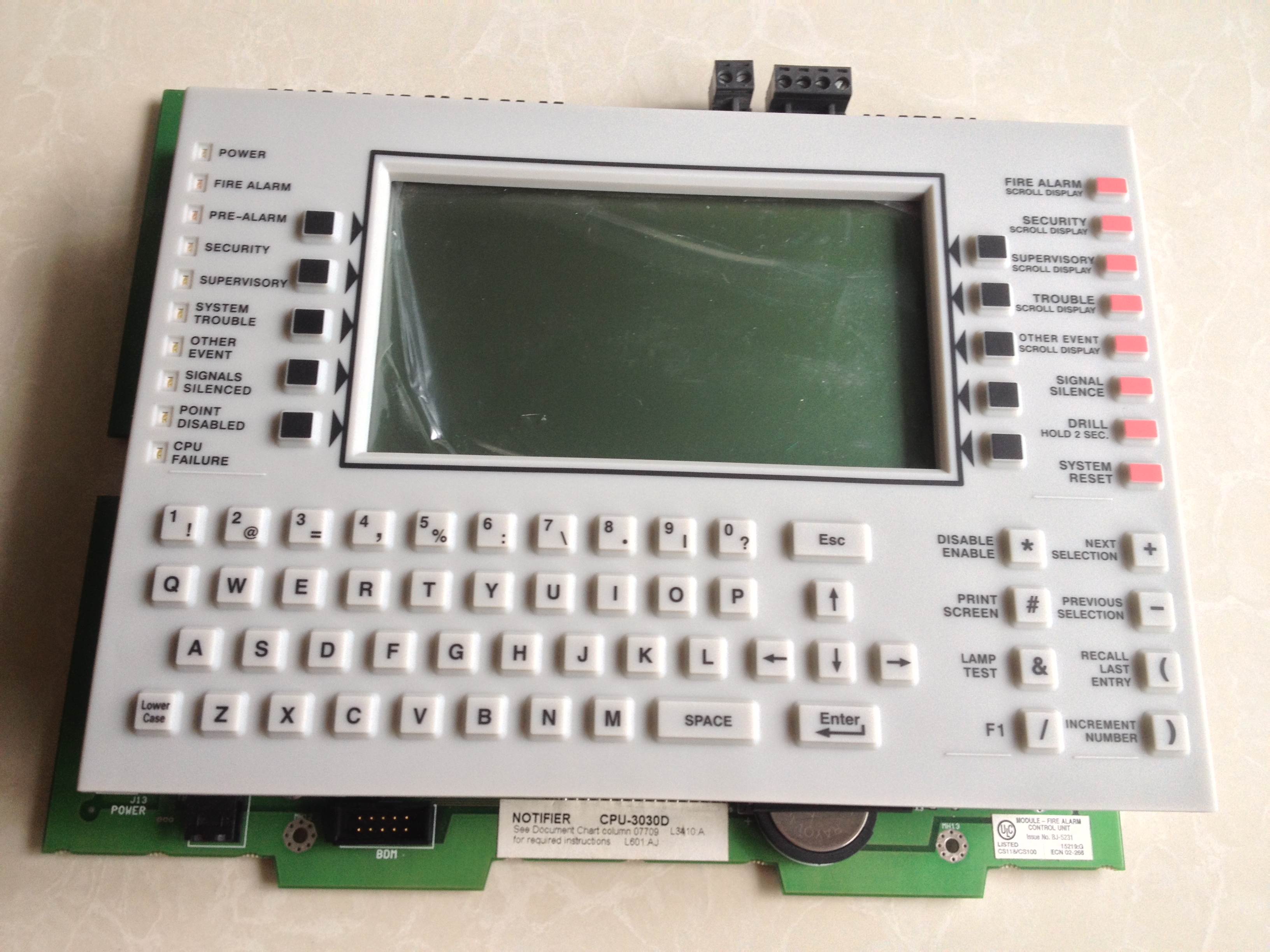 NOTIFIER CPU2-3030DC MOTHERBOARD WITH DISPLAY