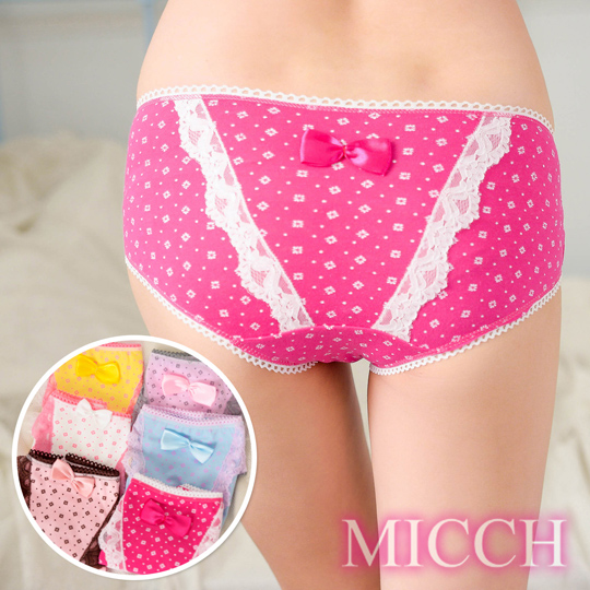 台湾官网直邮进口MICCH 蝶舞蕾丝 田园纯棉三角内裤
