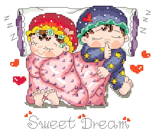 Cross embroidery electronic drawings 4686 dreams cute cartoon cue pillow chart 101W*85H25 color PAT source file