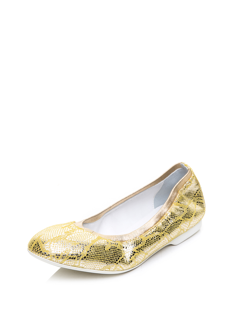 Roberto Botticelli 金色纹理饰圆头平底鞋