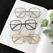 Kính nghệ thuật Hàn Quốc full frame vuông kính kim loại khung retro phẳng gương thủy triều nam và nữ trang trí kính có thể được trang bị kính cận thị