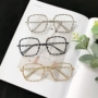 Kính nghệ thuật Hàn Quốc full frame vuông kính kim loại khung retro phẳng gương thủy triều nam và nữ trang trí kính có thể được trang bị kính cận thị kính phân cực