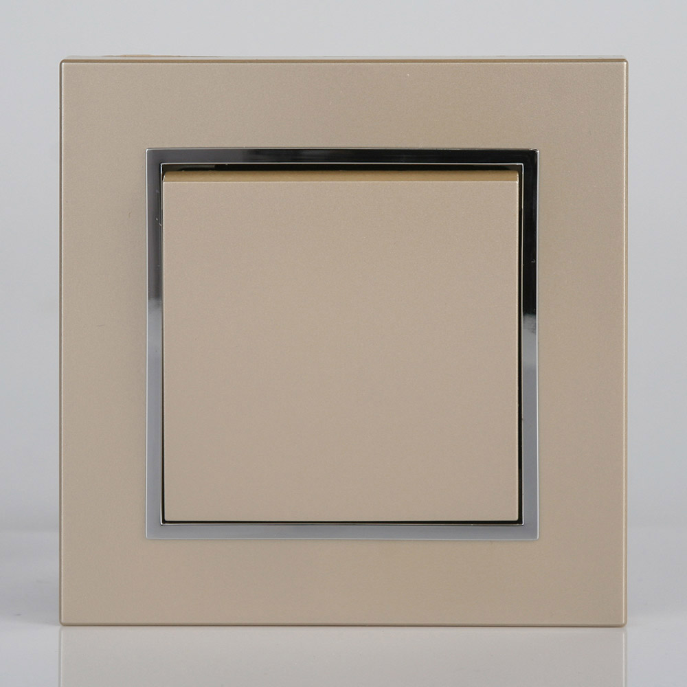Space-based Electric Denki Series 86 Type High-end Switch Socket Panel Single Open Double Cut Switch Champagne Gold Color