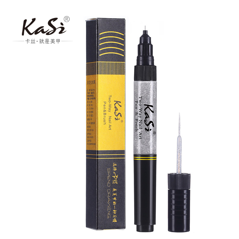 KaSi美甲双头点花拉线笔 点钻美甲笔彩绘笔工具10克装 颜色:银色