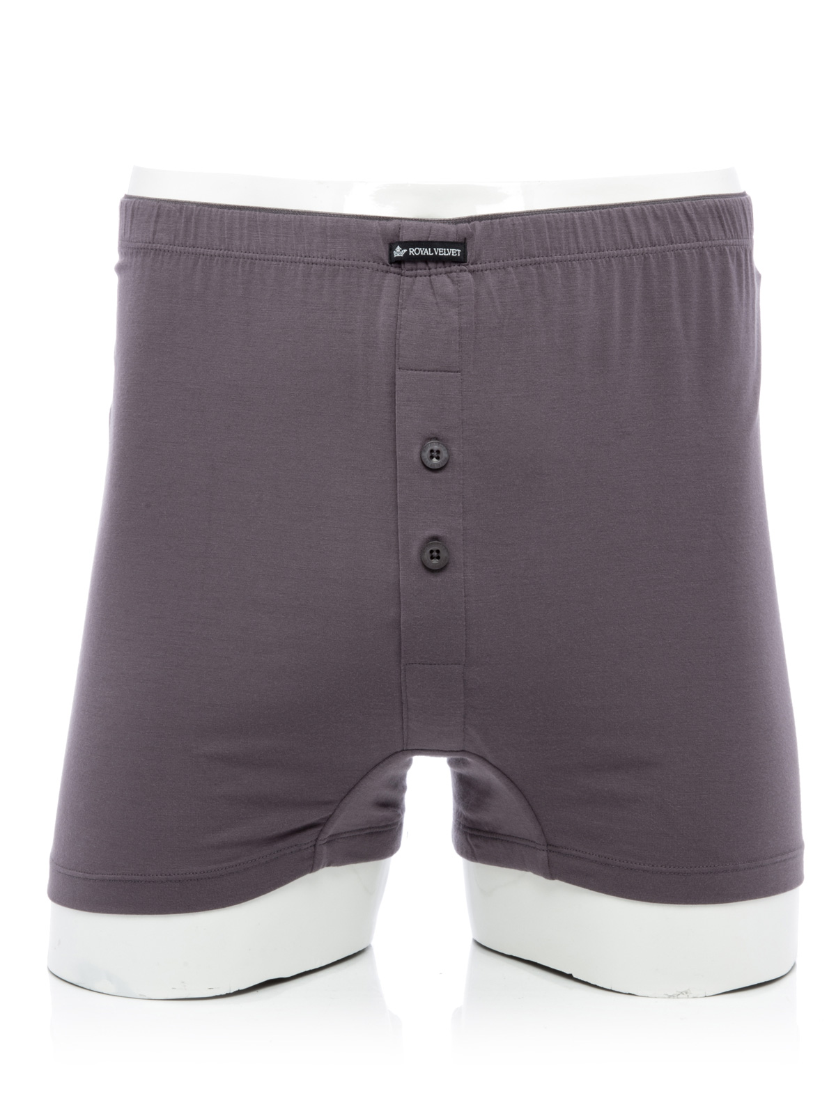 ROYAL VELVET|深灰色莫代尔双扣男士平角裤