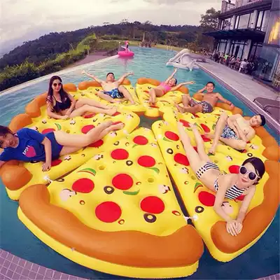 ins explosion-proof water inflatable floating bed beach supplies pizza floating row thickened PVC large pizza with rope can be spliced
