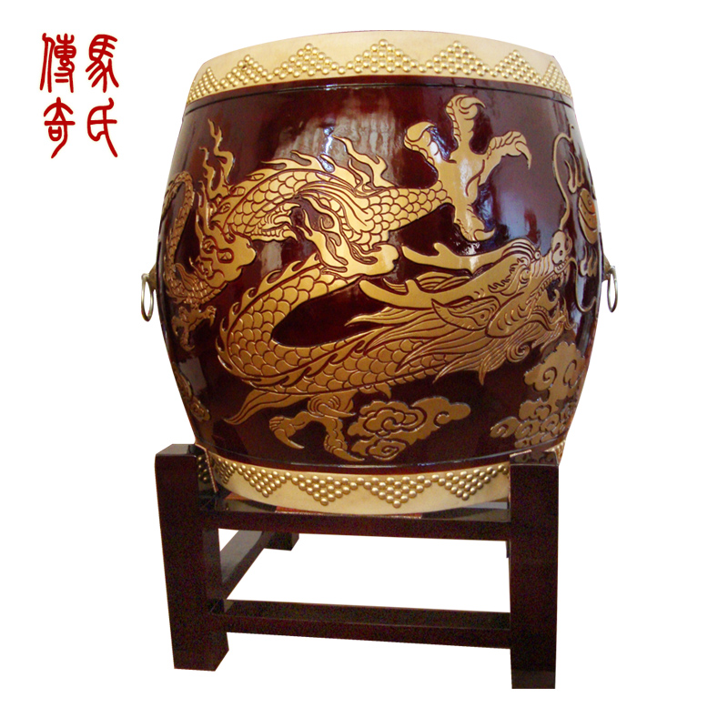 Ma's Legend 18 Inch Carved Dragon War Drum Relief Dragon War Drum Bull Leather War Drum Craft War Drums