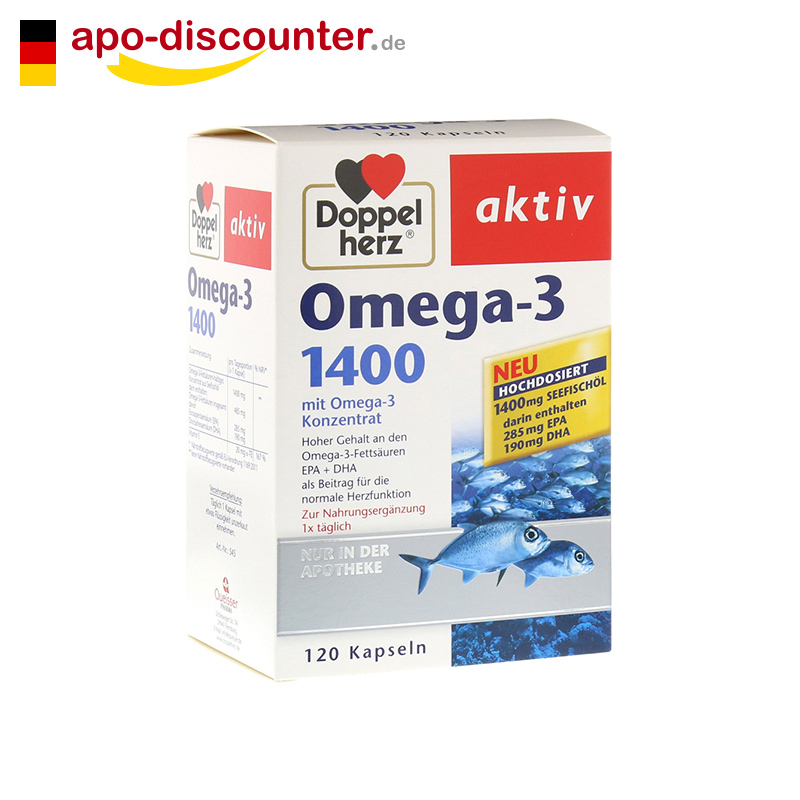 德国双心doppelherz 升级版omega1400深海鱼油 120粒 德国直邮