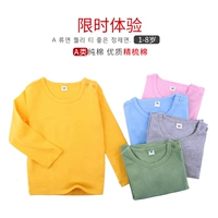 Áo thun bé gái cotton dài tay đáy quần 2018 xuân hè mới 6 bé gái đáy áo sơ mi cổ tròn giản dị thời trang cho bé