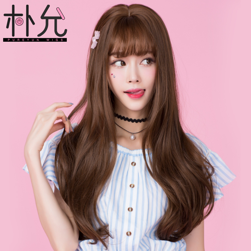 朴允 假发女长卷发大波浪逼真蓬松空气刘海假发女韩国假发套