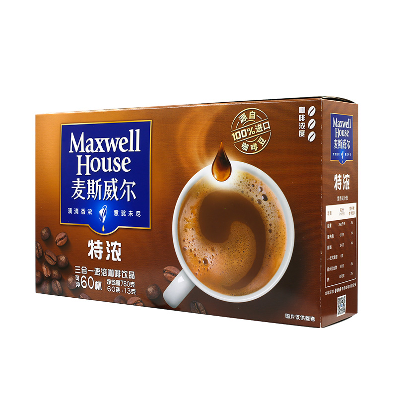 【天猫超市】麦斯威尔特浓咖啡13g*60 三合一特浓味速溶咖啡